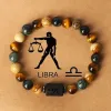 Strands 12 Pulsera de constelación Natural Black Obsidiana Tigre Tigre Beads Braceletas para mujeres Menores Joyas de moda Pulsera Hombre