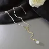 Klipsy ładne naszyjnik z muszką perłowy Rhinestone Pearl Pearl Naszyjnik dla kobiet DeLited Collarbone Minimalist Choker