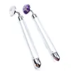 Display Natural Crystal Jade Ring Round Massager Amethyst Clear Quartz Beauty Device Facial Health Electric Massage Stick