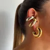 Boucles d'oreilles gothiques punk épais en métal épais l'oreille pour femmes lisses rondes rond tube cylindrique boucles d'oreilles couvertes non décolorante en or bijoux de bijoux