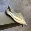 Designer Frühling und Sommer atmungsaktives Netz Wasser Diamant flache Schuhe speicherte Sandalen weiche Sohle transparent kristall hohle Einzelschuhe für Frauen