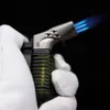 Windproof Blue Flame Cigar Lighters Mini Triple Torch Jet Lighter Butane Fuel Visible Smoking Gadget