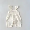 Één-stuks 2022 Herfst nieuwe babymeisje mouwloze romper baby bloem borduurwerk overalls kinderen losse casual jumpsuit babymeisjes kleren