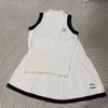 Designer Womens Dress Set Girls Dress 2 Chest Geometric Sleeveless Vest And Solid Color Skirt Variety Products High Quality Hkhkj