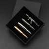 مقاطع 4pcs Metal Men Men Clip مجموعة مع مربع الهدايا السادة الكلاسيكية Necktie Tie Bar Clasp Clasp Pin Black Gun Bullet Men Men Jewelry