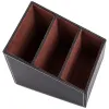 Bins 1pcs Leather Remote control CD organizer phone desktop Storage Box(Brown)