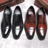 Klänningskor Bourgogne Black Business Formell läder Mäns brudgum Wedding Point Toe Oxford Spring Casual Shoe