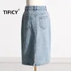 Женские джинсы Tificy Design Denim Half Jean Юбка Осень Персонализированные Повседневные Комфортные юбки