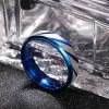 Bandes MoreRear 6 mm Blue Twill Ring Titanium Brackaged Ring pour hommes et femmes Anneau personnalisé Personnaliser la bague gravée