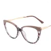 Solglasögon Anti-Blue Glass TR90 Metal Spring Leg Flat Light Mirror Retro Cat-Eye Frames