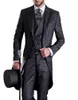 Premium Mens Tail Tuxedo 3PC Kombinezon ogonowy w szarej czarnej kamizelki marynarki garnitur PantsJacketpantsvest5092617