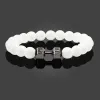 Strands Gym Dumbbells Beads Bracelet Natural Stone Barbell Energy Weights Bracelets for Women Men Couple Pulsera Wristband Jewelry Gift
