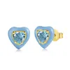 Stud -oorbellen S925 Silver Ear Studs Dames Emaille Dalende lijm hartvormige kleurrijke zirkoon ingelegde mode en prachtige sieraden