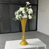 Decoração de festa 10pcs) 65cm/100cm) Casamento Vaso de flor branco mesa de metal da peça de ferro central cilindro de trompete