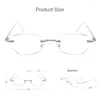 Solglasögon Rimless Presbyopic Glasses Women Luxury Diamond Cutting Frame Anti Blue Light Eyeglasses Recept Eyewears Diopter 0 till 4.0