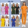 الزي الرسمي الممرضات المرتفعة مع الجيوب تجميل صالون عمل ملابس Topjogger السراويل عيادة Workwear Scrubs مجموعة 240418