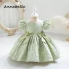 Flickaklänningar Annabelle Flower Baby Bow Dress for Wedding Party Barn Färgglada barn Puffy Clothes Princess Vestidos