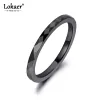 밴드 Lokaer Trendy 2mm Black White Cutting Ceramics 반지 보석류 클래식 웨딩 약혼 반지 Anneaux Anillos R19051