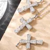 Fashion Luxury Blarry Designer Collier Sterling Silver Full Diamond Cross Collier pour les femmes et les couples avec des bijoux à chaîne de cols avec logo et boîte cadeau