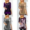 Frühling früh Elegante Frauen Blättere Druck Langarm Tees T -Shirts Ladies Casual Streewear O Hals Mode T -Shirts Kleidung 220728 Leeve Treewear Hirts