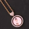 Hip Hop Memory Photo Diy Rotatable Double-Sided Round Heart with Micro Inlaid Zircon Trendetter Pendant Halsband