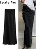 Fashion Satin Black Long Skirt For Women Y2K Spring High Waist Hip Package Skirts Female Casual Loose Skirt Streetwear 240421
