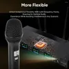 Microfoons DF204 Professionele draadloze microfoon Karaoke Home System Stage -prestaties UHF Dynamic 4 Channel Handheld MIC voor feest DJ