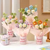 Fleurs décoratives Crochet Flower Bouquet Handmade Tricoting Artificiel for Wedding Party Teacher Day Cadeaux Room Decoration de bureau