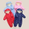 Jassen pasgeboren baby winterkleding kap met capuchon plus fluweel warme jumpsuit boy peuter sneeuwpuit meisje katoen kleding overalls rompers flanel