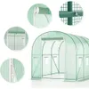 Walkin Greenhouse uppgraderat Green House med dubbla dragkedjor Dörrar 6 Windows Prefabricated Housing Gardening 240415