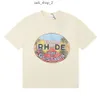 Rhude Мужские футболки Дизайнерская футболка мужчина женская свободная повседневная белая футболка с коротким рукавом летняя хип-хоп уличная одежда Топ 210
