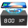 Laddare Multi Functional Mini Wireless Charger för iPhone Huawei Samsung Voice Controlled LED Digital Alarm Clock Högtalare TF -kort