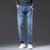 Automn Spring Brand Straight Stretch Denim Jeans Classic Business Casual Young Mens Fashion Mid-High Taist 240417