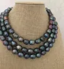 Halsband Fotunning 1113mm Tahitian Black Green Pearl Necklace 48Inch 925 Sterling Silver Choker Halsband Halsband för kvinnor