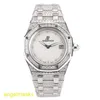 AP Wrist Watch Royal Oak Series 18K All White Gold Origin Original Diamond Fritillaria Quartz Womens Watch 67602BC 33 mm