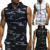 Top de réservoir pour hommes Camouflage Homme Hoodie Hood Top 3xl Summer Gym Fitness Mesh Sweyies Zip Up Sans manches