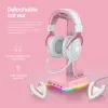 Écouteurs nouveaux x10 blanc rose rose oreille à la tête de jeu de girl de fille câblée mignon girl hd micro stéréo orienté casque sonore