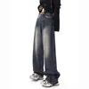 Women's Jeans Dark Y2k Baggy Jeans Women Straight Loose BF High Waist Casual Jean Female Denim Wide Leg Pants Femme Autumn Winter Trousers Y240422