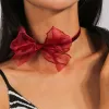 Necklaces Aihua Sexy Red Bowknot Velvet Choker Necklaces for Women Lace Chockers Bridal Wedding Party Jewelry on The Neck Collar
