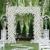 White Artificial Rose Cherry Blossom Arch Decoración colgada de la fila de flores Weddrop Wall Wall 5D Floral Display Ventana de fiesta 240416