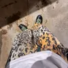 Autunno da uomo Y2K Nightclub Leopard Stampa jeans dritti con cerniera stampata casual pantaloni per uomini per uomini 240410