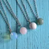 Natural Stone Round Ball Pendant Necklaces Amethyst Crystal Blue Turquoise Bead Silver Link Chain for Women Men Fashion Jewelry Gifts Cheap