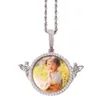 Ins Angel DIY Memory Photo Frame Pendant Men's and Women's Hip Hop Commemorative Medal Solid Zircon Necklace