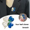 Broscher Lucky Green Four-Leaf Clover Crystal Brosch för kvinnor Färg Poin Peace and Health Plant Jewelry Wedding Dress Je V4x3