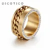 Bands Jewelry Peru Lima Gold Color Twist Pattern Women Rings Zircon Classic Vintage Rings Stainless Steel Wedding Rings For Women