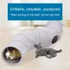 Toys Cat Tunnel for Indoor Cats Foldable Big Cat Tunnel Gray Suede Pet Tunnels with One Peephole and a Plush Ball Hanging Toy