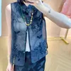 Gilet pour femmes Organza de soie rose 2024 Summer Chinois Style Designer de luxe Top Sans mannequin Camisole K769