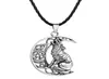V7 Antique Moon ululato Pendente di lupo Valknut Odin 039S Simbolo della collana di guerrieri viking norreni per men1331210