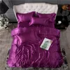 4pcs Soft suave Cama de cama de cetim Luxury Queen King Size Bedding Conjunto de colorido Solid Bedt Quilt Duvet Tampa fronha 240411