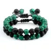 Strands Natural Green Malachite Stone Lava Beaded Bracelets Charms Men Strand Bracelet&Bangle Fashion Women Yoga Jewelry Gift Prayer 8mm